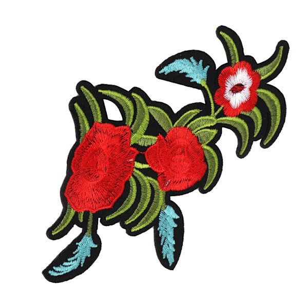 Rød rose broderet patch DIY dekoration tøj strygejern sy mærkat håndværk tilbehør