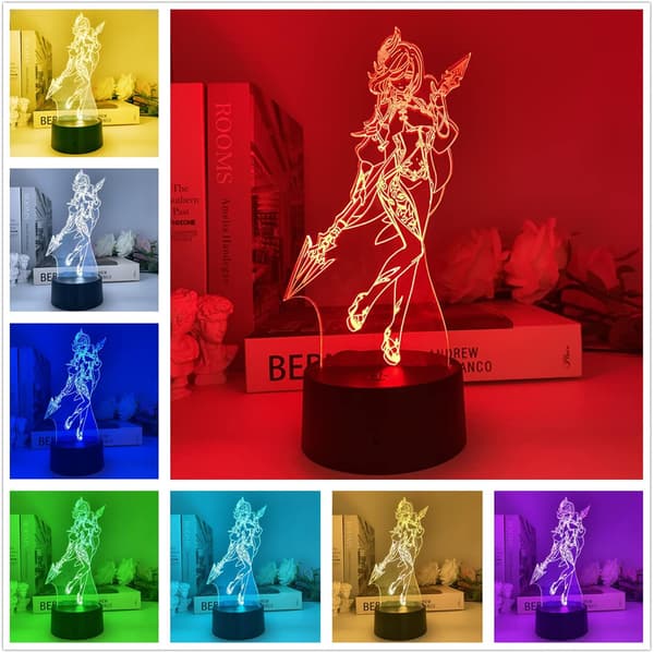 Genshin Impact Shenhe Lampe 3D USB Led Spilkarakter Model A