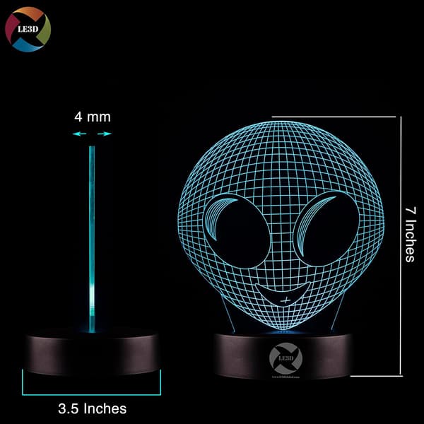3D Optisk Illusjon Nattlys - 7 LED Fargeskiftende Lampe