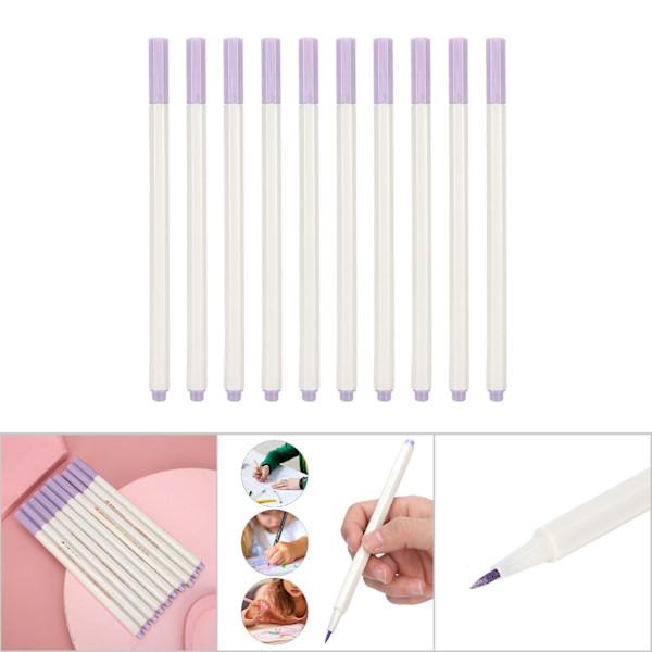 10PCS 6551BR Mjuk huvudborste Kalligrafi penna Målningsmarkör Metallic Pearl Färg för Album DIY Dekoration DoodleLila