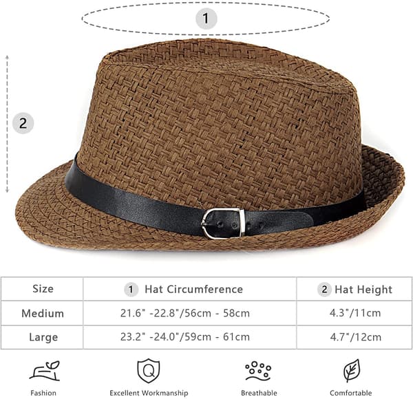 Sommer Strå Fedora Hat Kort Skygge Panama Solhat Trilby Bea Coffee