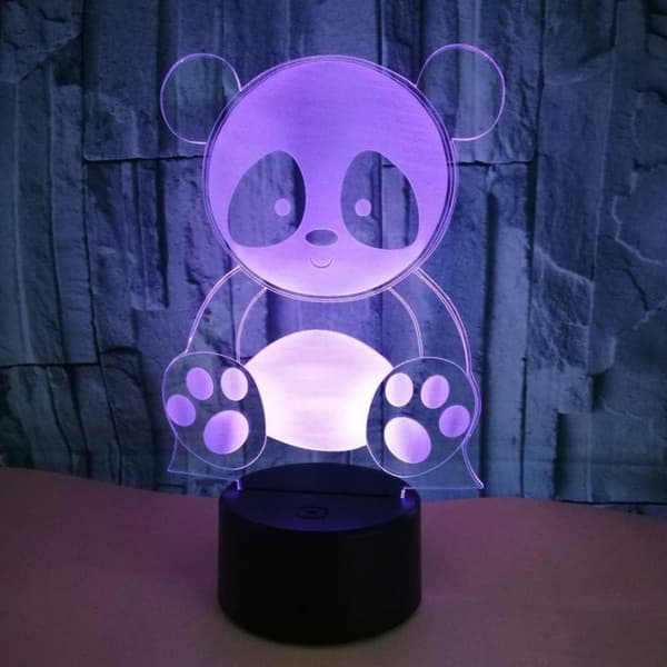 3D Panda Natlampe Illusionslampe 7/16 Farveskift LED Lampe