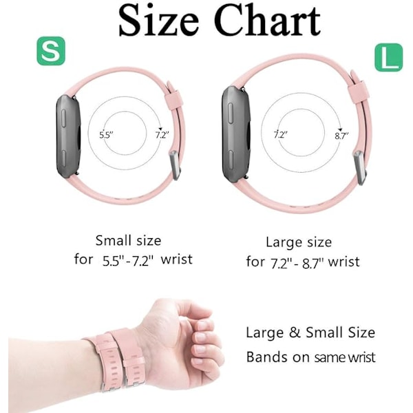 Älykellon ranneke sopii Fitbit versa älykellolle, versa 2 ja versa Lite se -kelloille naisille ja miehille (Pink-S)