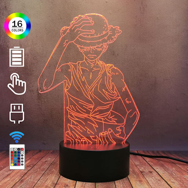 Flot Monkey D Luffy 3D LED Natlampe til Anime-fans 16