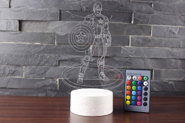 3D Illusion Natlampe Superhelt Tre Mønstre 16 Farver Ch