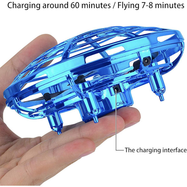 Legetøj til børn og drenge, håndstyret flyvende bold, interaktiv bevægelsesinduktions helikopterbold med 360° roterende og skinnende LED-drone, flyvende legetøj