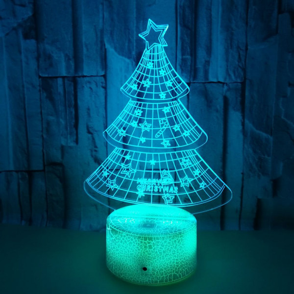 Julgran 3D nattlampa, 7 färger som ändras med fjärrkontroll