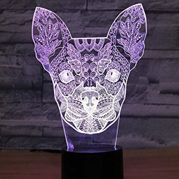 Abstrakt 3D Chihuahua Hund Optisk Illusion Natlampe 7