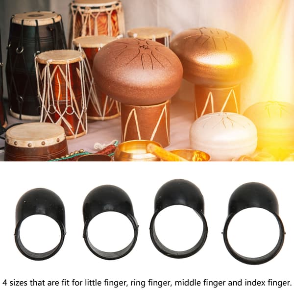 4 stk. Tungetromme Finger Picks Assorterede Størrelser Perfekt Pasform Plast Cement Handpan Fingerbeskytter til Percussion