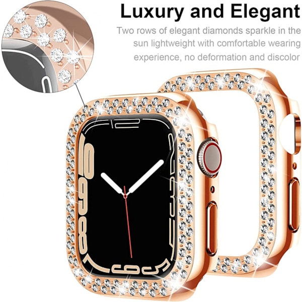 Til Apple Watch Series 7 41 mm, Luksuriøs Krystal Rhinestone Rigid PC Ramme Case Apple Watch Series 7 - All-Around Bumper Case (rosenguld)