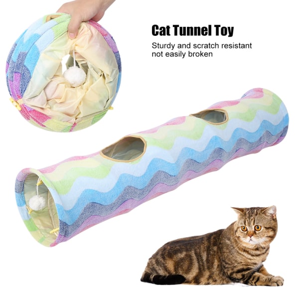 Cloth Colorful Rainbow Ring Paper Scratch Resistant Collapsible Cat Tunnel Tube Playing Hiding ToyColorful