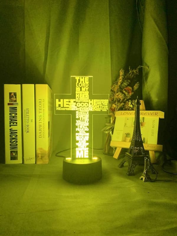 3D Illusjon Nattlys Skrivebordslampe Den Hellige Bibel Salme Dikt