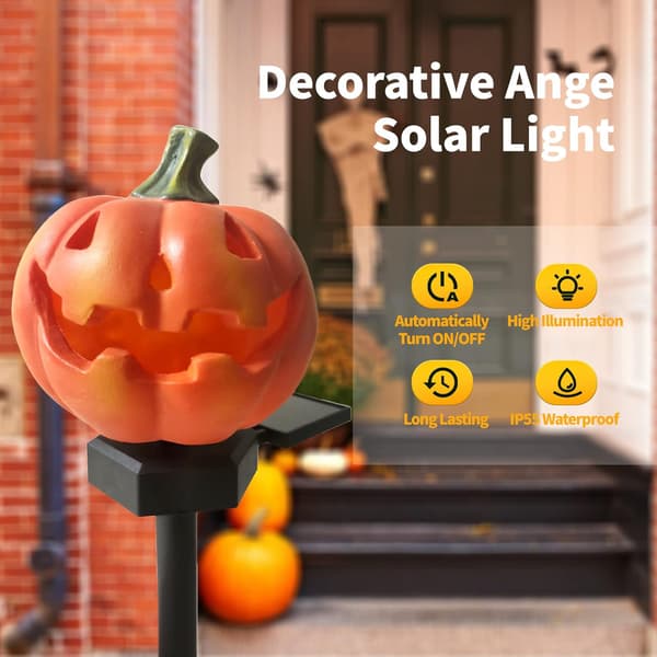 Solar LED Vandtæt Græskarlys – Udendørs Have-, Gårdsplads- og Stidekoration til Halloween