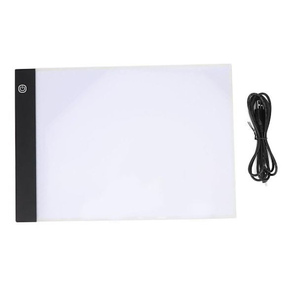 Praktisk A4 LED lysboks sporingsbrett med skala og 1,5 m USB-kabel (tretrinns dimming)