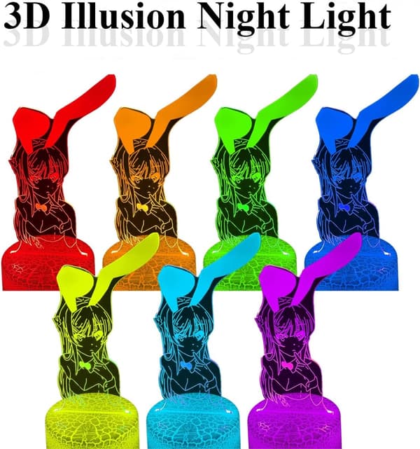 3D Illusion Anime Lampe til Børn, Farveskiftende Natlamper