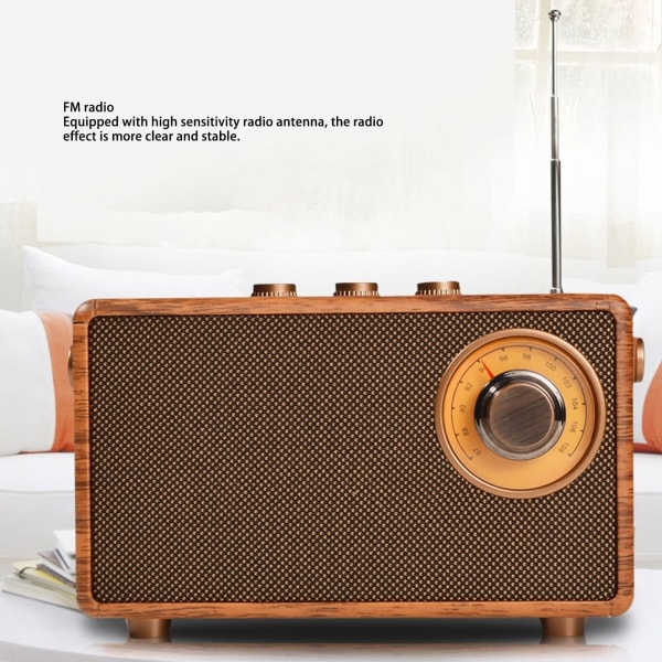 Retro Bluetooth-högtalare i trädesign HiFi stereoljud BT 5.3 USB-laddningsbar vintage radio Bluetooth-högtalare