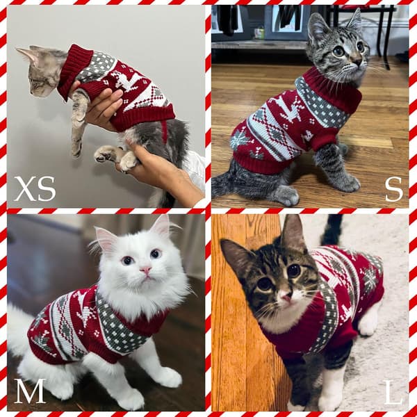 Julekæledyrstrøje til hunde og katte - Rensdyr Snefnug Design, Vintervarme Pyjamas til små hvalpe/killinger (Størrelse S) S