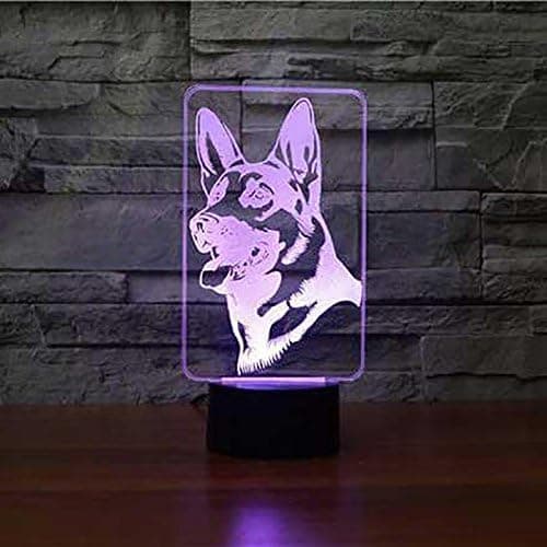 3D Schæferhund Natlampe Touch Switch 7 Farve Chan