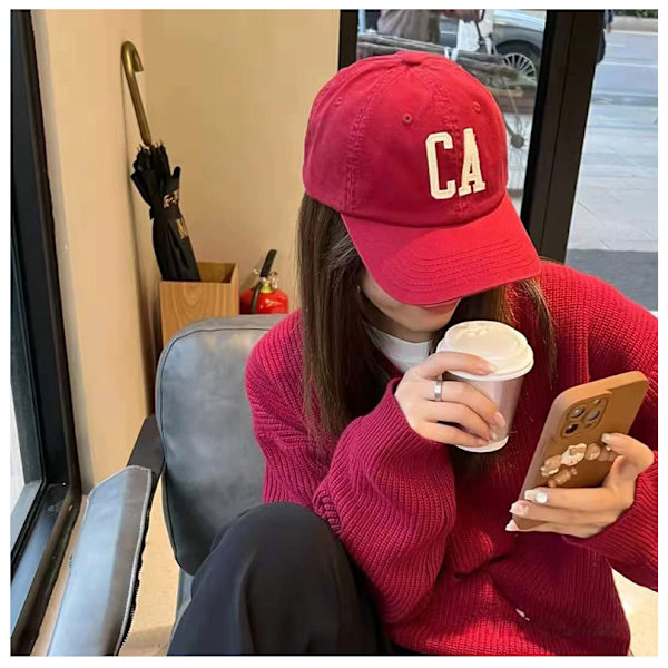 Hat, Baseball Cap, Bomuldsvask, CA Bogstav, Blød Top, Versati Red