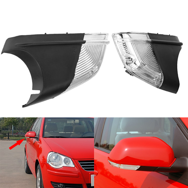 Vänster & Höger Sidospegel Blinkerslampa LED för 05-09 VW Polo MK4