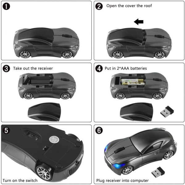 Trådlös bilmus 2,4 GHz Cool Sports Car Shape Wireless Mou