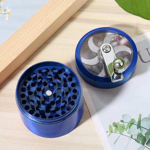 4-lags ryger grinder hånd-rystet zinklegering slibeværktøj 55mm med magnetisk låg Blue