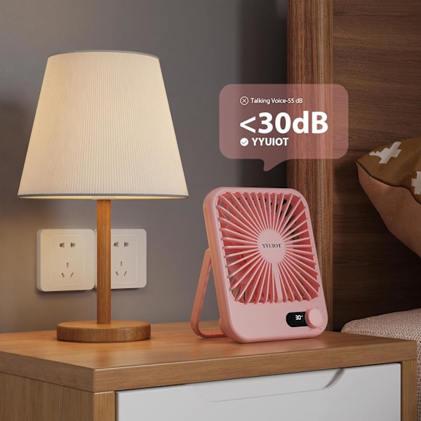 Pöytätuuletin akkukäyttöinen, USB ladattava tuuletin, 2400 mAh 180° hiljainen henkilökohtainen tuuletin tehonäytöllä, 100 nopeutta säädettävä pöytätuuletin