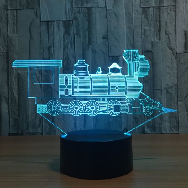 3D Nattljus Tåg Leksak LED-lampa Dekor 7 färger Change Tou