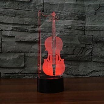 3D Fiol Gitarr Nattljus LED-lampa Illusion 7 Färgförändring