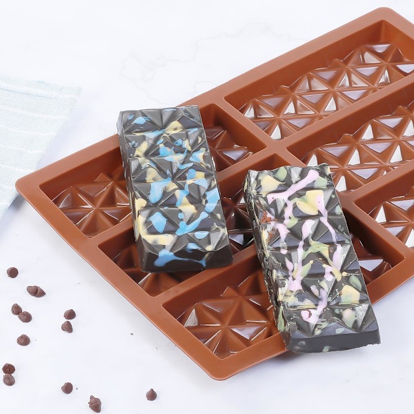 2 Pak Chokoladebarforme, Dyb Silikonform til Fyldte Chokoladebarer, Voksmeltning, Slikbarform