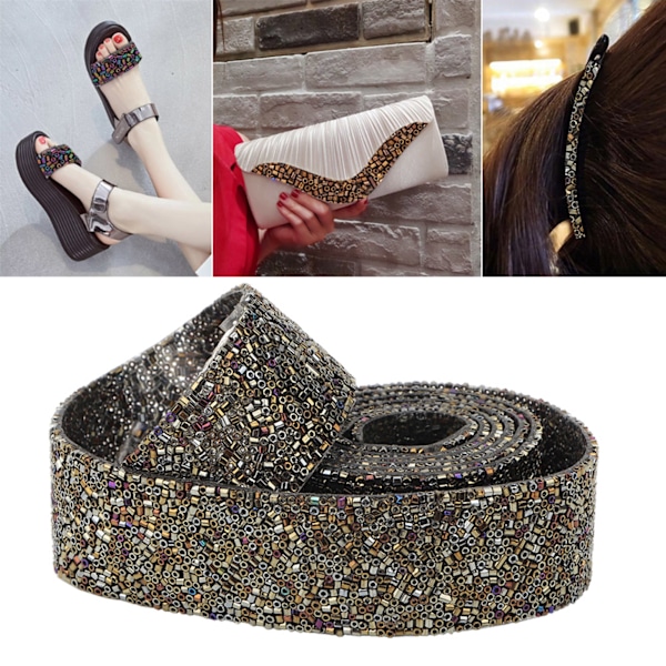 DIY rörpärlor nät omslag rulle kristall strass kedja trim band dekoration (#05)