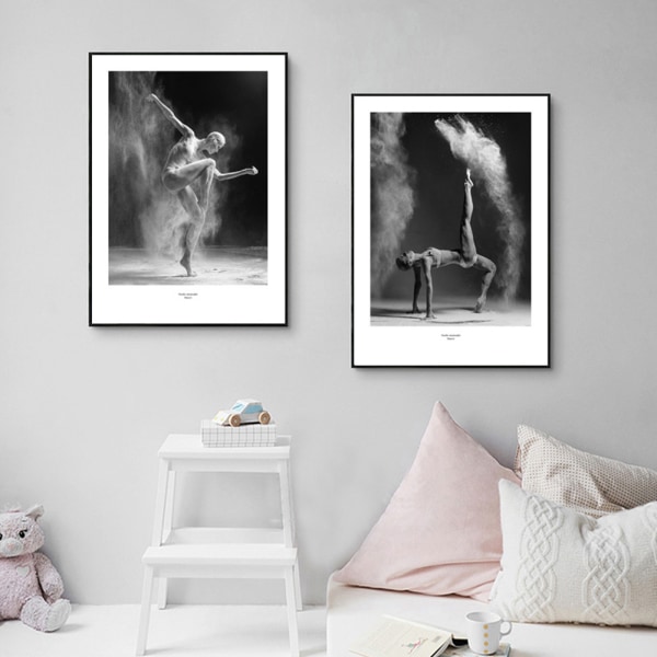 Ballet Solo Vægkunst Lærred Print Plakat, Simple Fashion Sort og Hvid Photogra