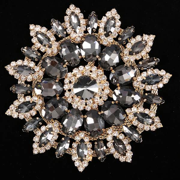 Krystalglas Rhinestone Dekoration DIY Tøj Tilbehør 11cm(Transparent Grå Gylden Base)