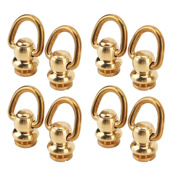 12 sett D-ring nagleskrue gull messing metallbelegg D-ring nagler for DIY skinn lommebok stropp sko dekorasjon L