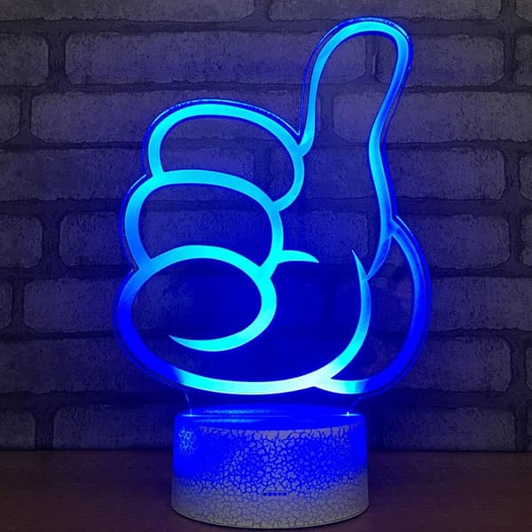 Tommelfinger 3D LED Optisk Illusion Natlampe med Smart Touch &