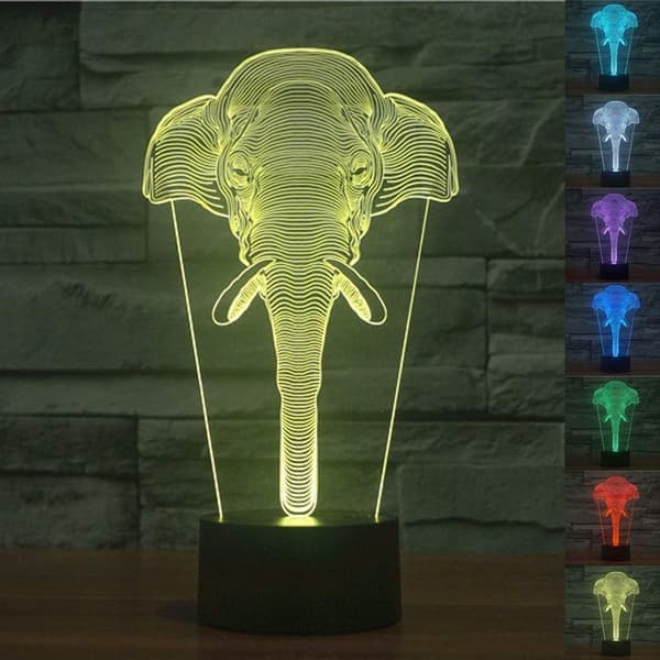 3D LED Vild Ulv Optisk Illusion Natlampe, 7 Farveskift