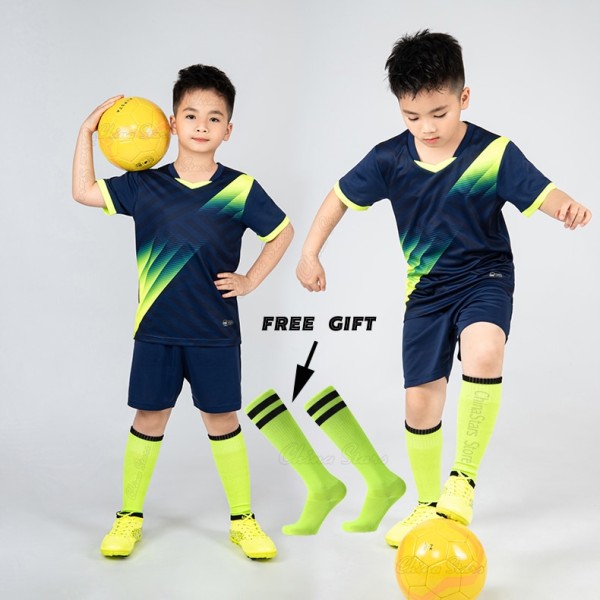 Pojkar Fotbollströja träningsdräkt Barn Fotboll Sportkläder Barn Lek Boll Sportkläder Kits väst barn fotbollsdräkt Strumpor Navy Not Custom S Height 150-160CM