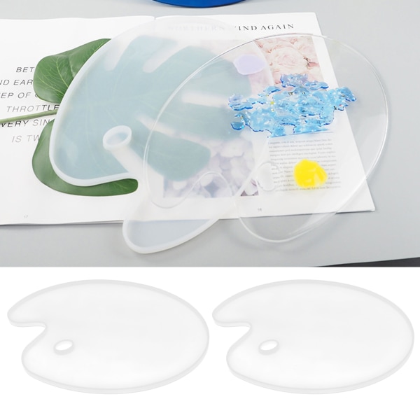 2 st DIY Silikon Gjutform Handgjord Palettform Oval Form Måleri Konst Hantverksmaterial