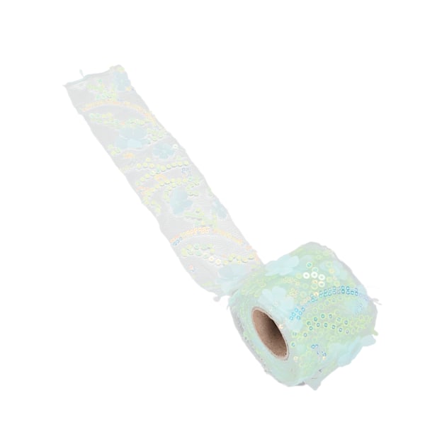 Tulle rulle 10 yards broderade paljetter blommor nätband dekorativa hantverkstillbehör grön