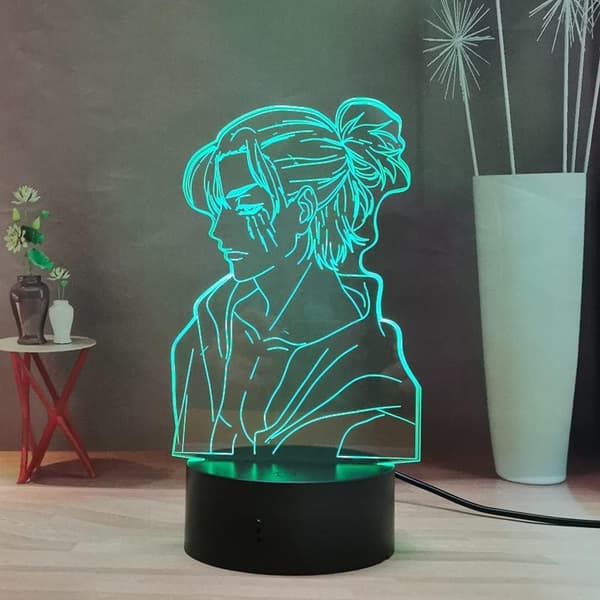 Eren Yeager Lampe, Anime Figur 3D Natlampe, Levi LED Lys