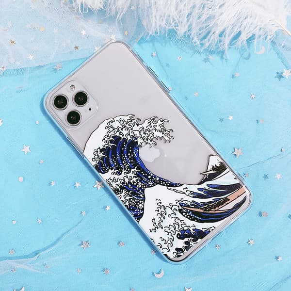 Kompatibelt deksel for iPhone 13 Pro Max, Klar Tokyo Wave Patt