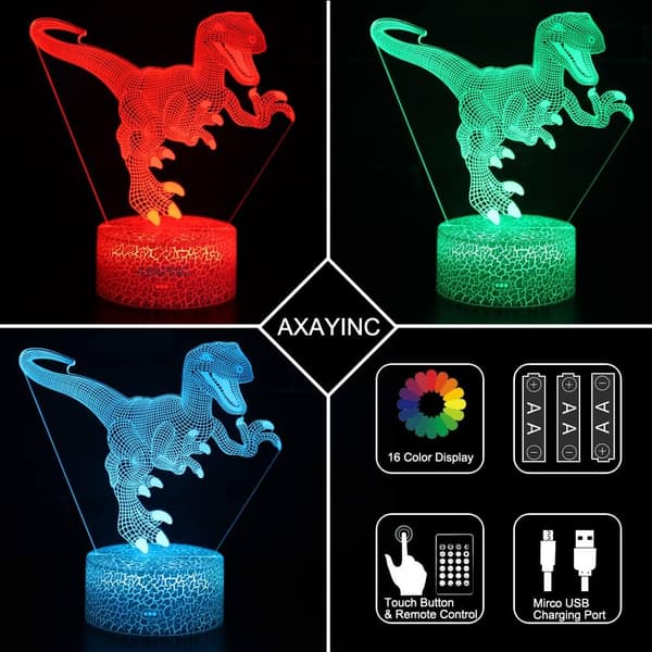 3D Natlampe LED Illusion Skrivebordslampe 7 Farveskift