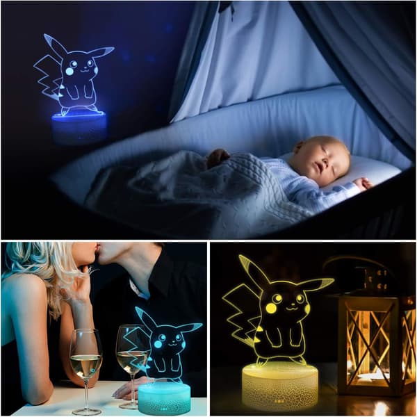 3D Illusion LED Natlampe, 7 Farver Gradvis Skiftende Touch