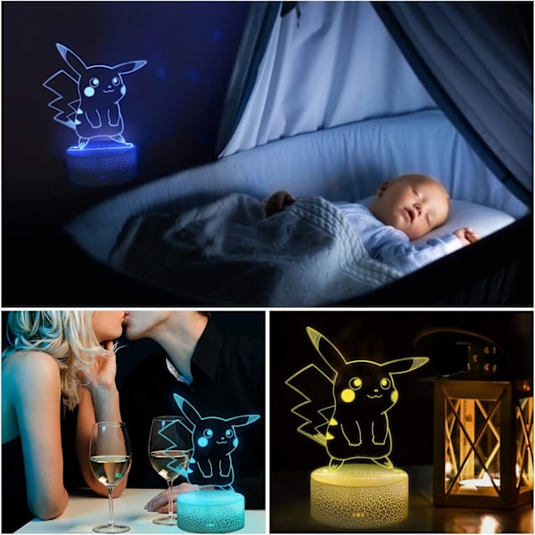 3D Illusionsnattlampa, 7 Färger Gradvist Bytande Touch-brytare USB Bordlampa för Semestergåvor eller Heminredning, Akryl