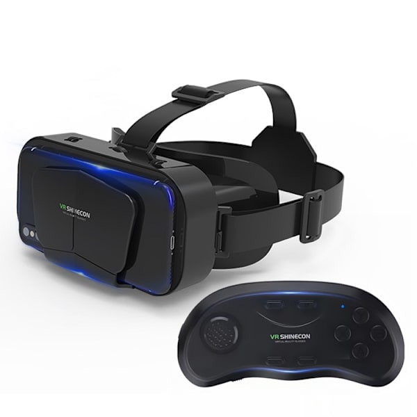 Päässä pidettävät 3D-virtuaalitodellisuuslasit matkapuhelimelle, vr-lasit, kaukosäädin, langaton bluetooth-vr-peliohjain