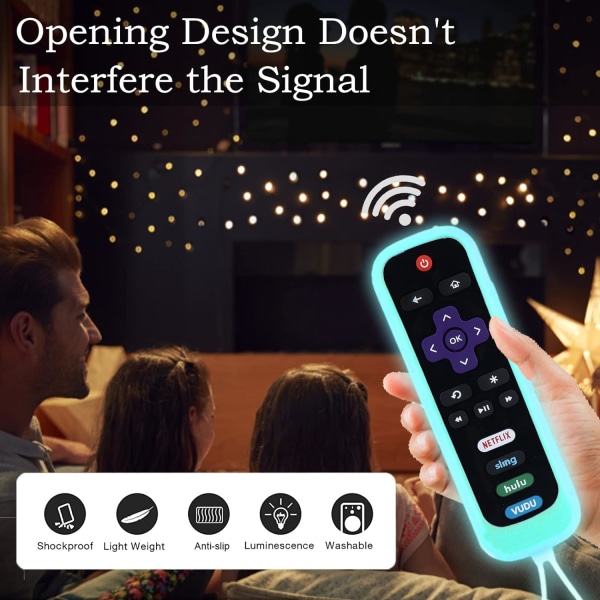 2-pack fjärrkontrollskydd passar till Roku TV | Onn Roku | TCL Hisense Roku silikon skyddande kontrollhylsa Universal för Roku Express 2021 | Rok D