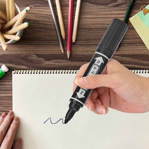 Marker Pen Olie Tyk Stor Dobbelt Hoved Signatur Marker Penne Highlighter Malerværktøjer (Sort)