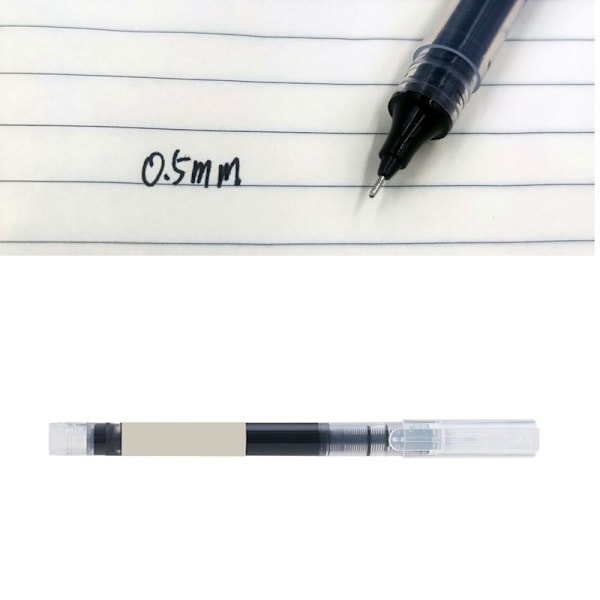 Musta geelikynapluma, nopea kuivuminen, ohut kärki 0,5 mm, rullapallo, nestemäinen muste, muistiinpanoihin ja päiväkirjanpitoon