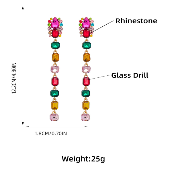 Örhängen i legering med geometriska glasdiamanter