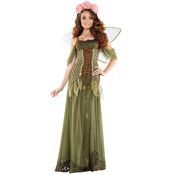 2024 Ny Halloween Kostume Skovgrøn Elf Blomst Fe Kvinders Rose Fe Prinsesse Kostume XL